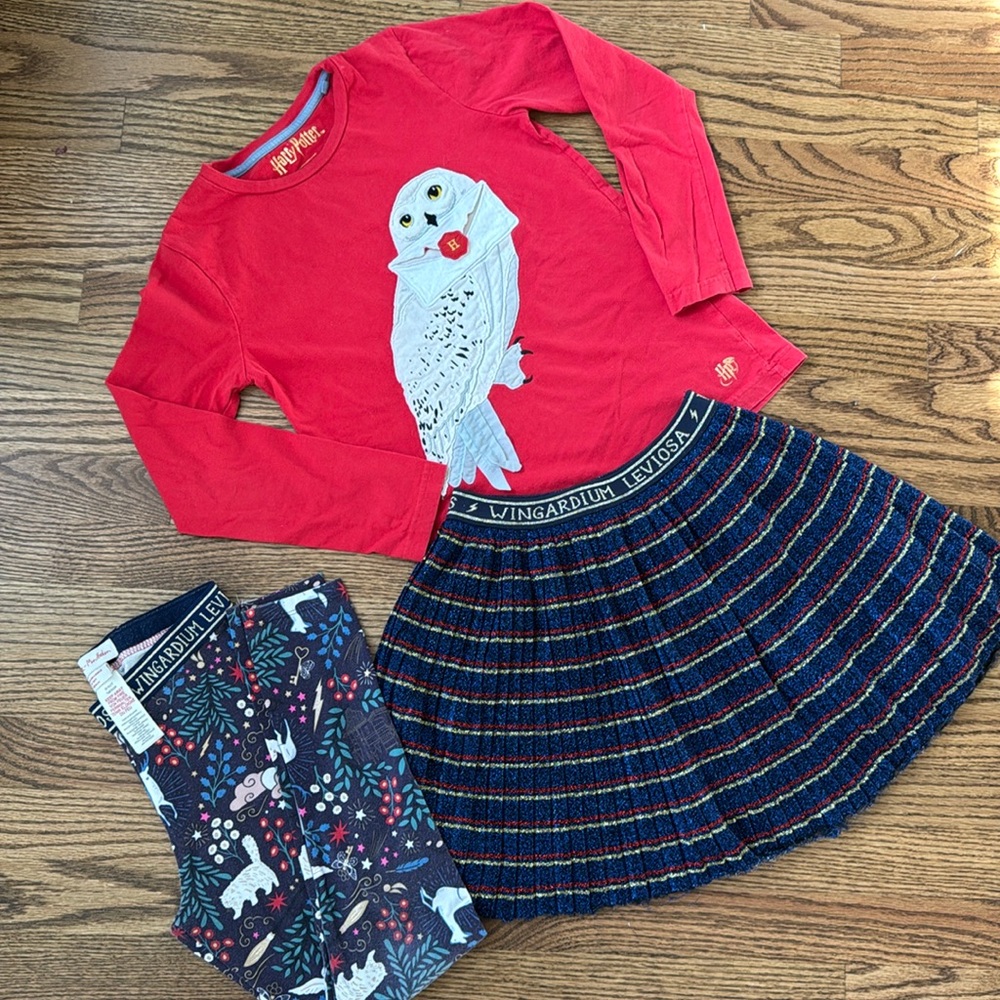 Mini Boden x Harry Potter Hedwig tee, Skirt, Leggings 8-9